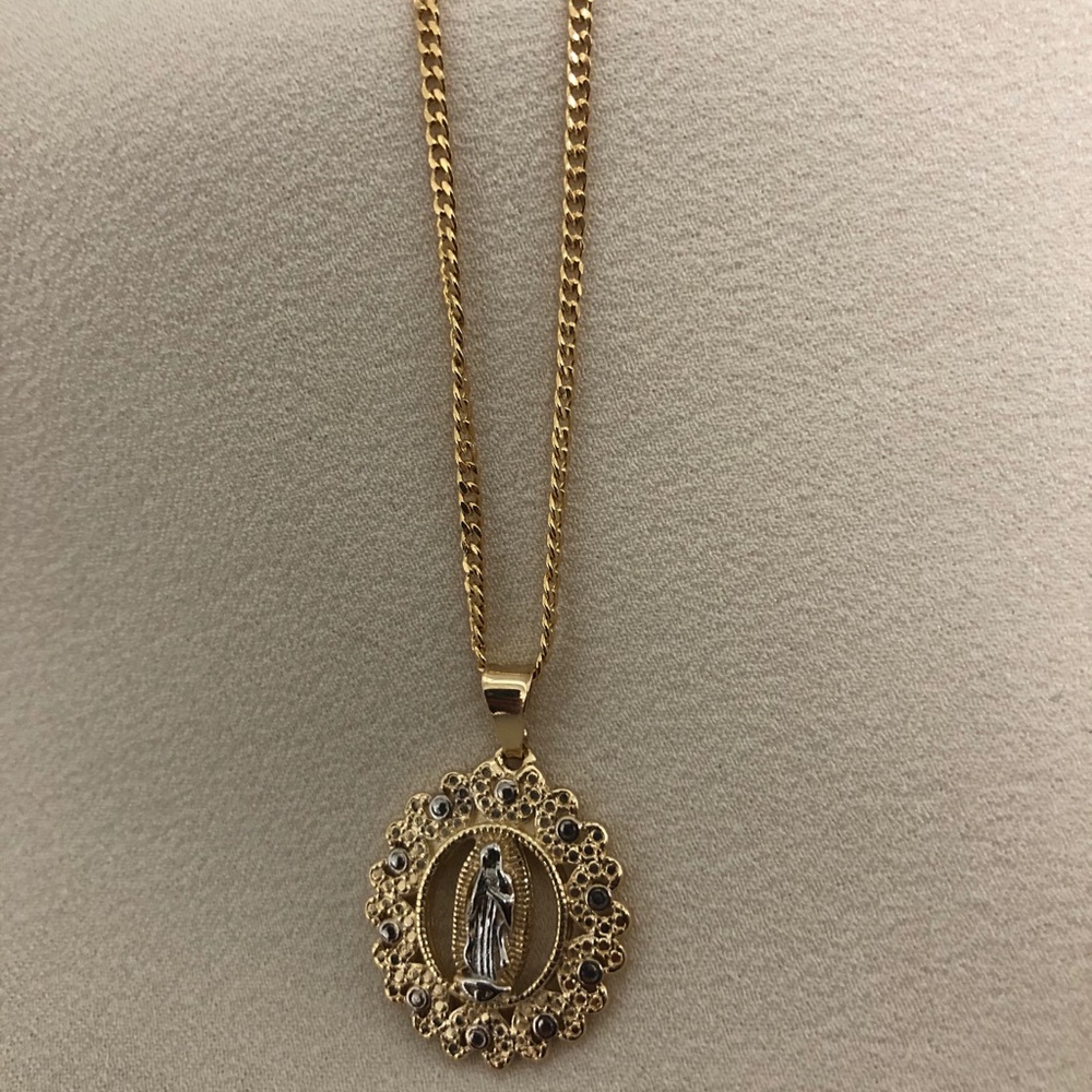 18k Gold Filled Virgin Mary/Cadena de la virgen Guadalupe - Picture 3 of 6